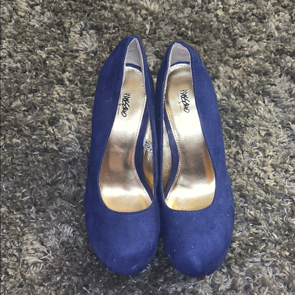 Suede blue wedges